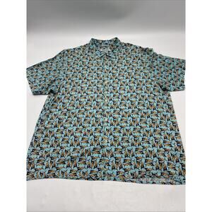 Tommy Bahama Shirt Blue All Over Swordfish Logo Button Up Men’s Size 2XL XXL